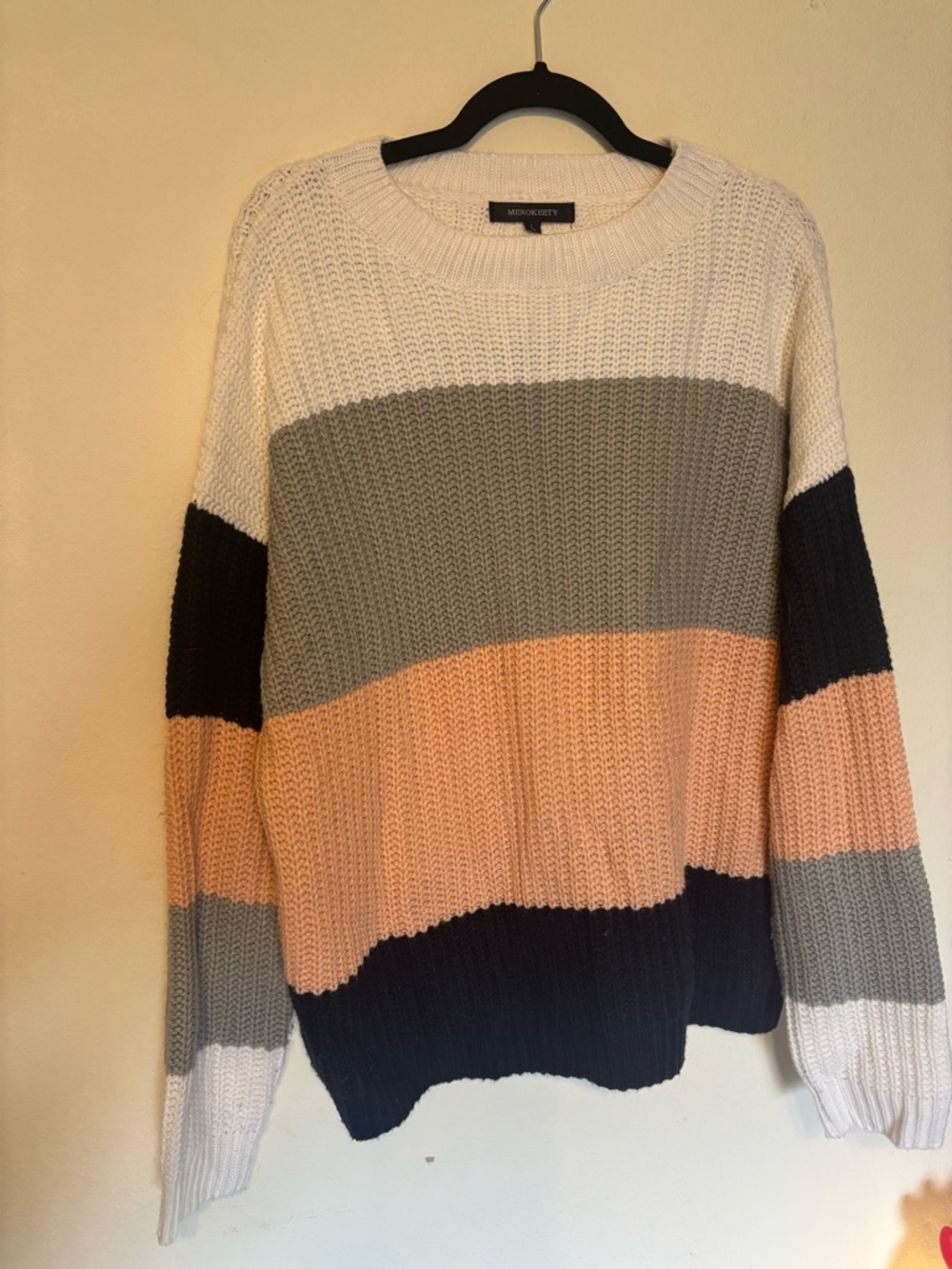 Merokeety Colorblock Chunky Knit Sweater Large Like New Oversized